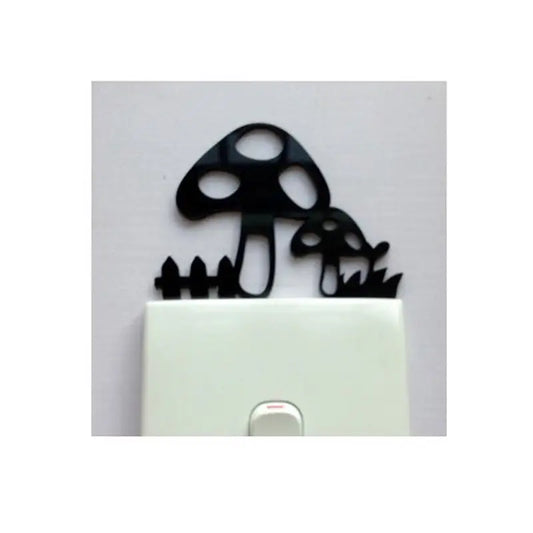 Black Mushroom Wooden Wall Sticker