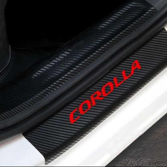 4 PCS Toyota Corolla Car Door Sill Protector 3D Carbon Fiber Scuff Protective Door Sill Cover Panel Sticker - Car Stickers - Stickers for Car