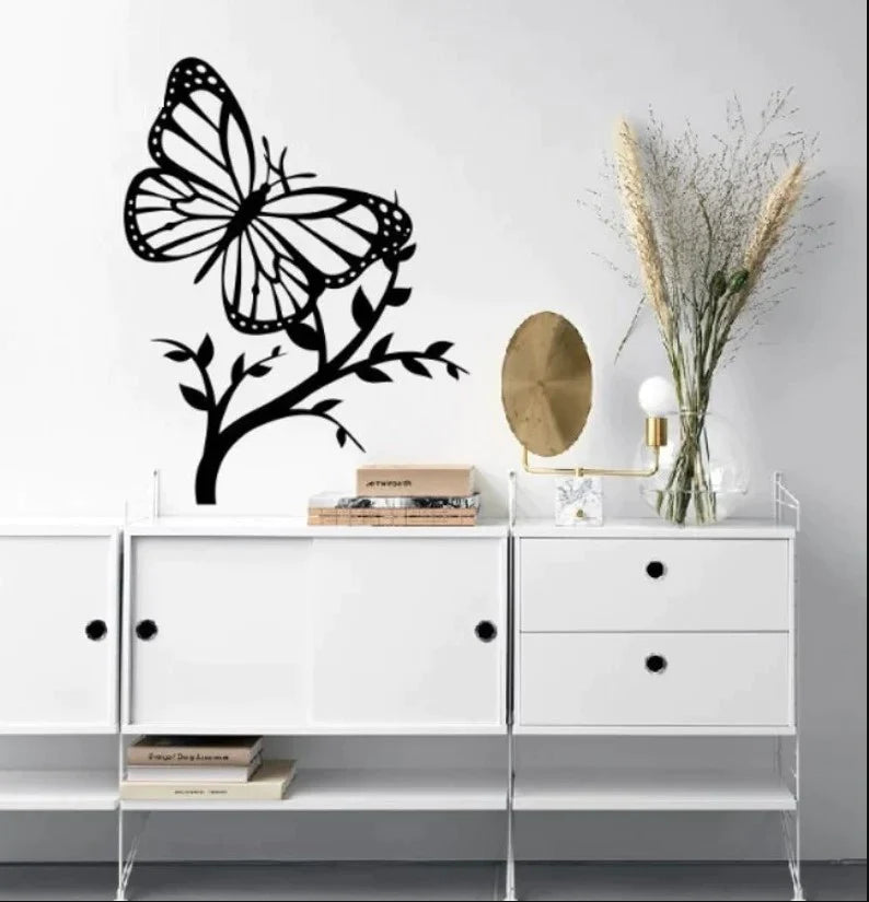 Wooden Butterfly &amp; Tree Wall Decoration