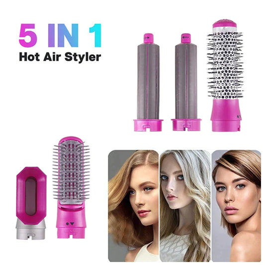 Hair Dryer, Straightener, Electric Hair Curler and Hair Comb with Detachable Brush 5 IN 1