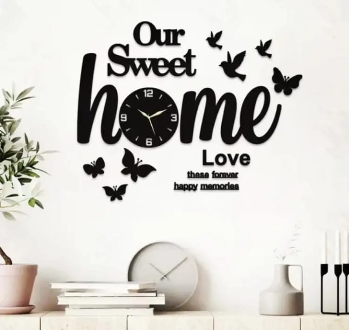Wall Clock - Butterflies &amp; Sweet Home 3D Wooden