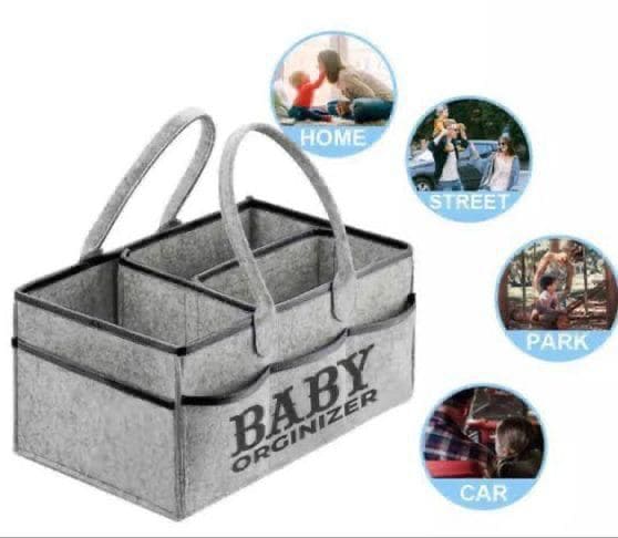 Foldable Baby Diaper Caddy Organizer - Portable Storage Basket - Essential Bag for Nursery, Changing Table and Car - Waterproof Liner Is Great for Storing Diapers, Bottles