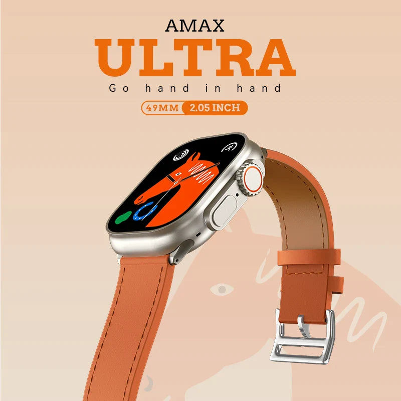2023 New AMAX Ultra Smart Watch 49mm with 2 straps 2.05" NFC body temperature game Men Women SmartWatch PK DT8 H11 HK8 ZD8